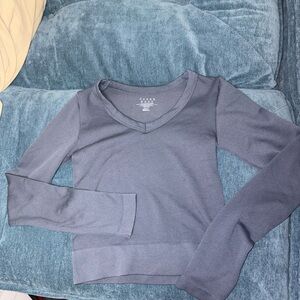 Women's Gray V-Neck Top